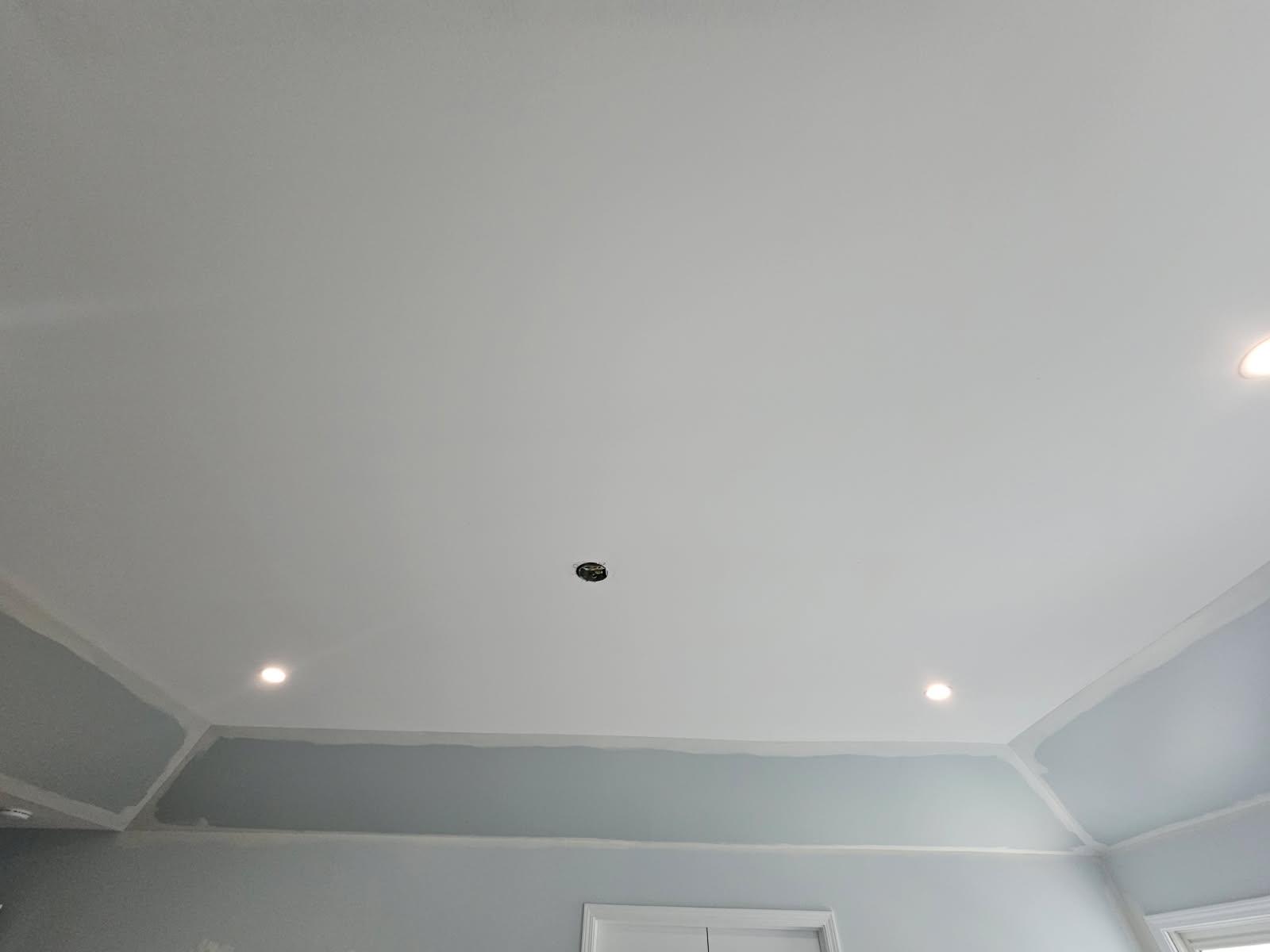 Master Bedroom refresh with drywall repairs, new paint and lighting in Carmel Indiana. Thumbnail